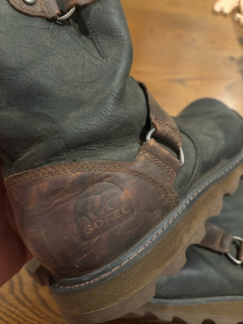 Sorel Black and Brown Leather Harness Boots